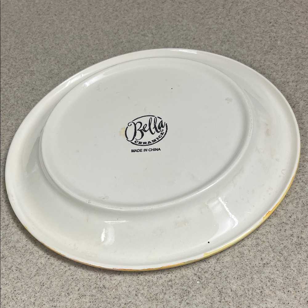 Abella White Ceramic Plate with Yellow Rim - Picture 2 of 4